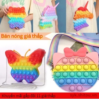 Pop it bag Túi Xách Ấn Bong Bóng Silicon Pop it Đựng Đồ Chơi Mới Cho Bé Giáng sinh