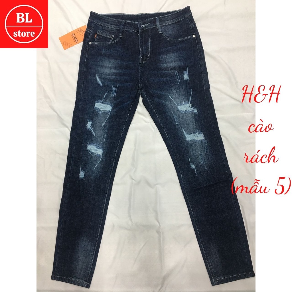 Quần bò nam đẹp cào rách gối, Quần jean nam đen trơn cao cấp phong cách | BigBuy360 - bigbuy360.vn