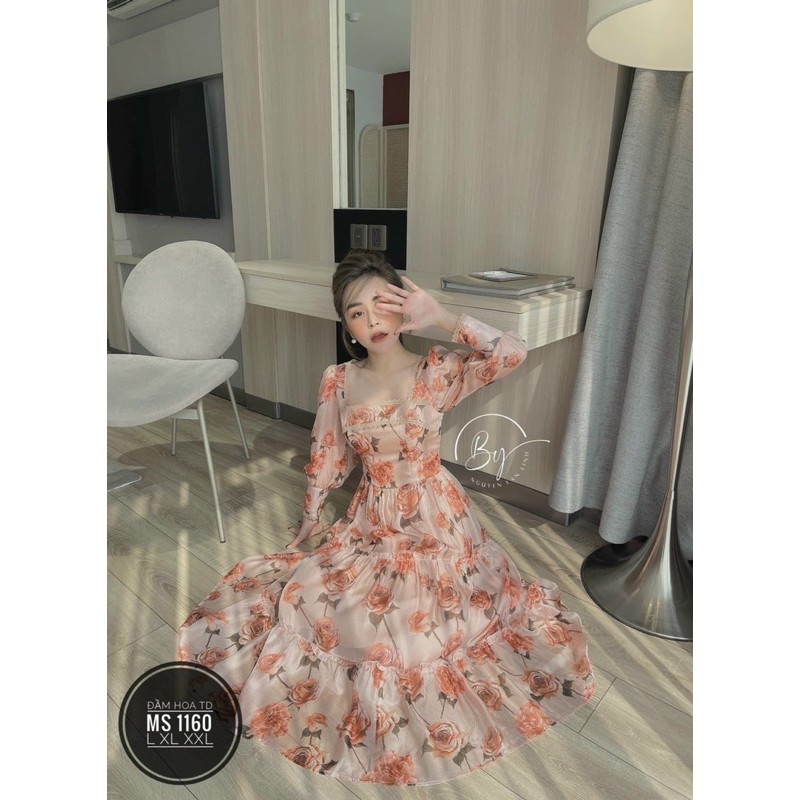 đầm maxi hoa vintage cổ U Bigsize 55kg-95kg🌸🌸 | BigBuy360 - bigbuy360.vn