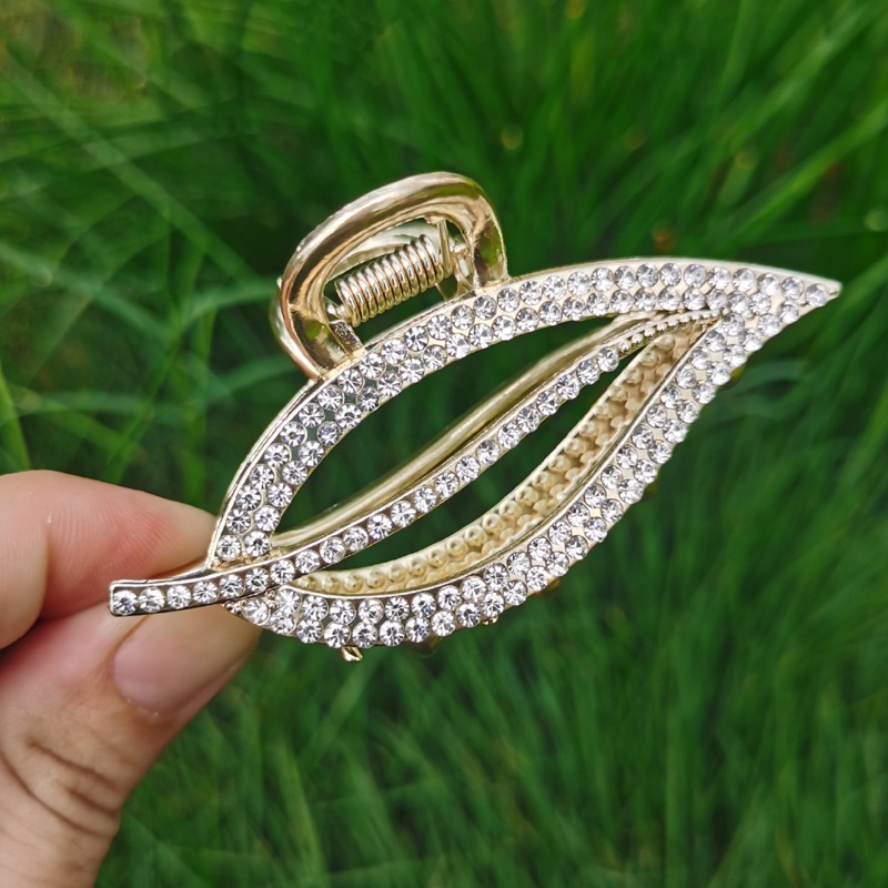 Cặp/Kẹp tóc hàn quốc kim loại hình chiếc lá đính đá ngọc trai nhân tạo hot trend xinh xắn dành cho nữ - #keptochanquoc