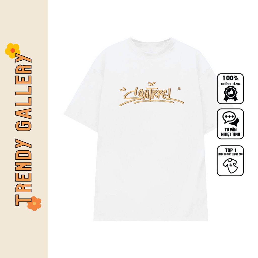 Áo Phông Nữ Tay Lỡ Form Rộng In Chữ "squirrel" Trendy Gallery, Áo Phông Unisex Cool Ngầu Hot Trend Tv5016