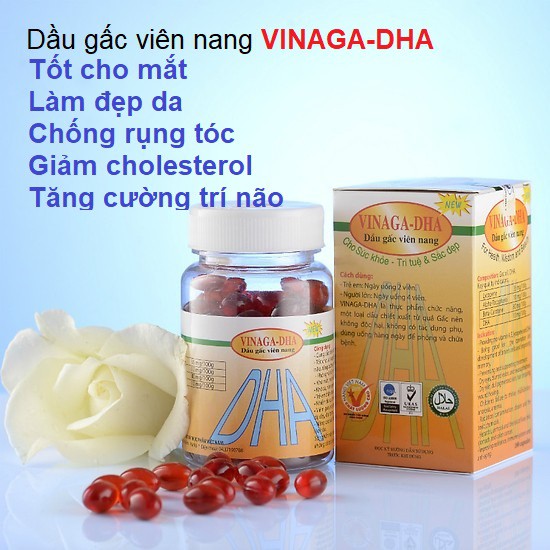 Dầu gấc viên nang VINAGA-DHA lọ 100 viên sáng mắt, đẹp da