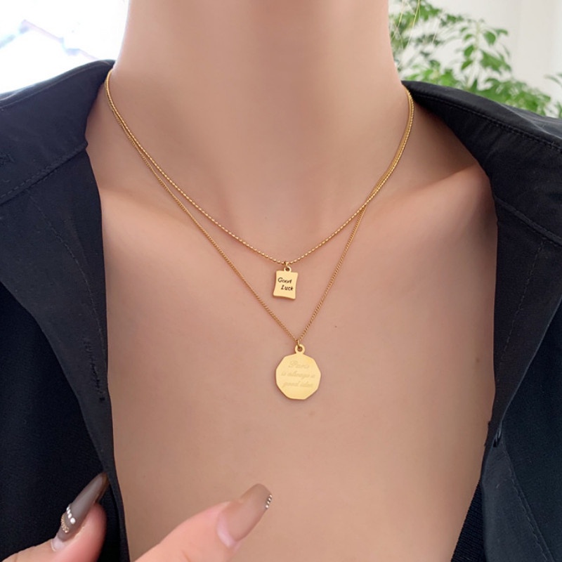 Dây Chuyền 2 Tầng Good Luck Titan Ko Đen TT 3892