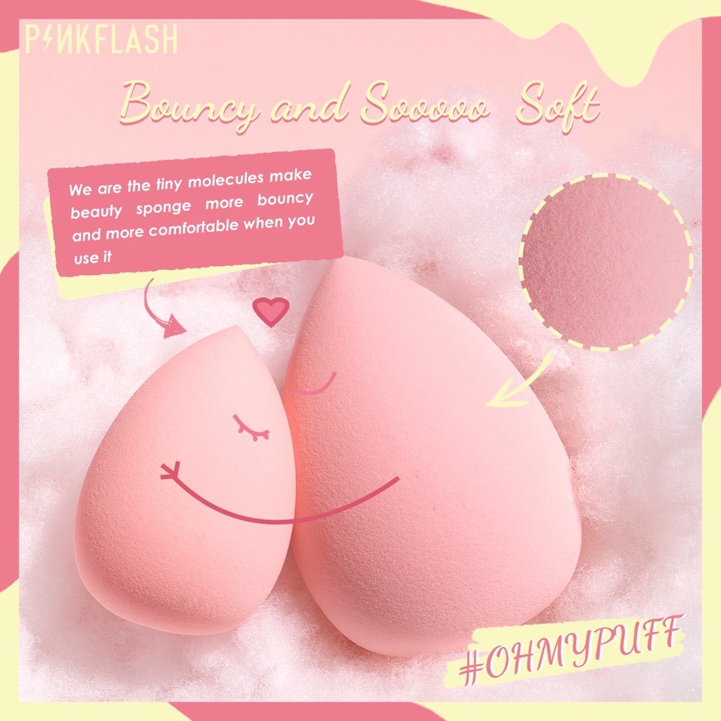 Mút Trang Điểm PINKFLASH Hình Giọt Nước Màu Hồng Cổ Điển