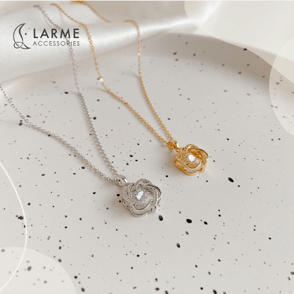 Dây chuyền nữ, vòng cổ nữ mặt tròn đính đá sang trọng Larme accessories - DC0091