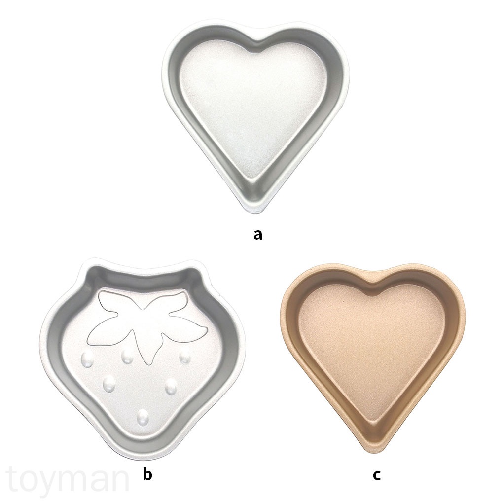 TM Khuôn làm bánh pudding bằng thép carbon chống dính chịu nhiệt hình trái tim màu vàng