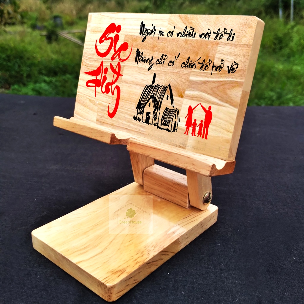 Giá đỡ điện thoại - Ipad thư pháp Gia Đình 12x10x14cm Greenhouse - Ngôi Nhà Xanh