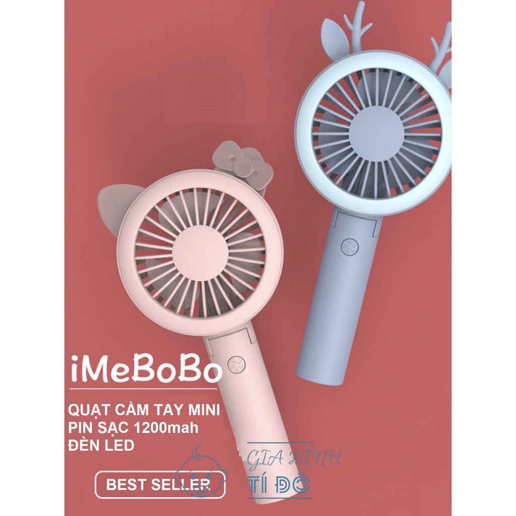 Quạt cầm tay mini IMEBOBO 3 Cấp Độ Gió Có Đèn Led | BigBuy360 - bigbuy360.vn