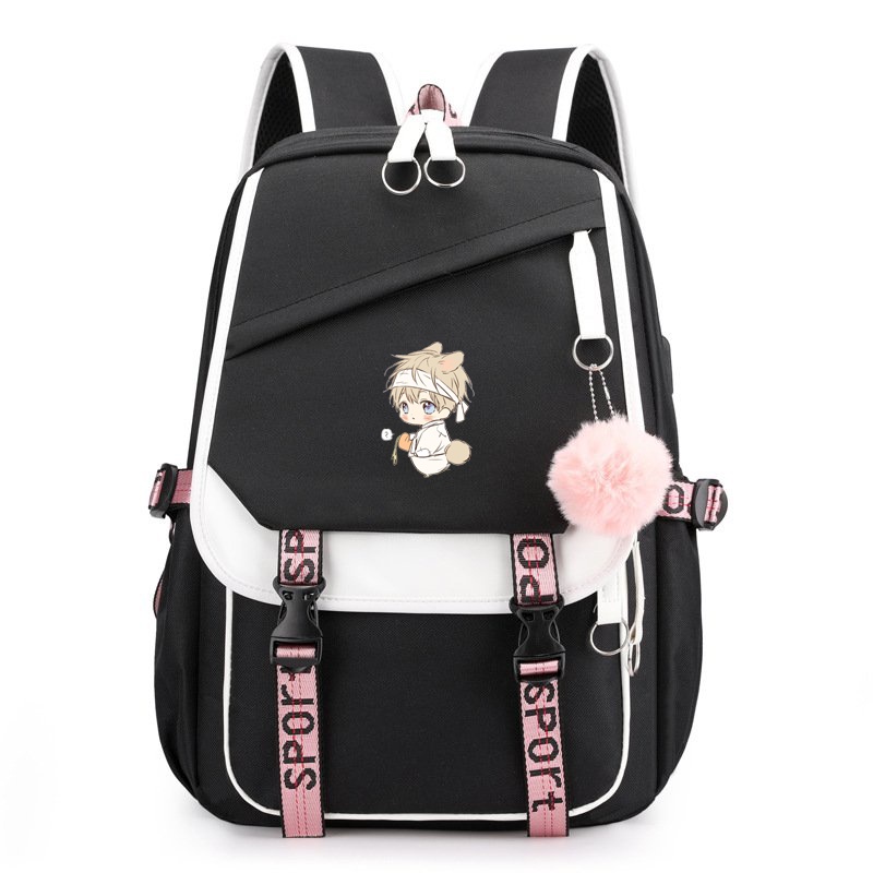 Balo Cầu Bông Hồng in hình NO LOVE ZONE chibi anime cặp sách đi học