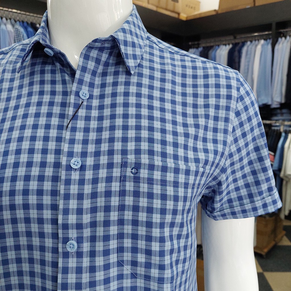[QUÀ TẶNG KHẨU TRANG] Áo Sơ Mi Nam Ngắn Tay Owen AR22711NT Somi Cộc Tay Công Sở Cao Cấp Màu Xanh đen Kẻ Caro Nhỏ | BigBuy360 - bigbuy360.vn