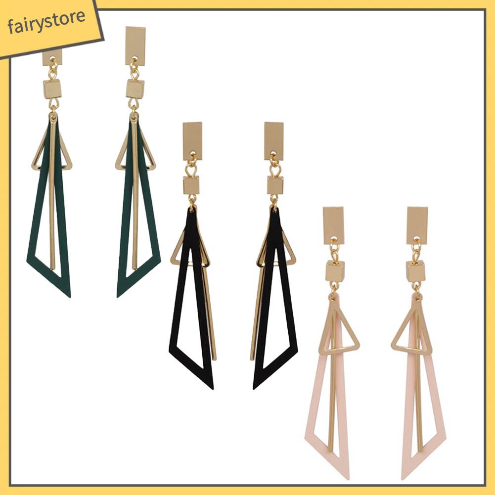 Bông tai dáng dài mặt hình tam giác cho nữ