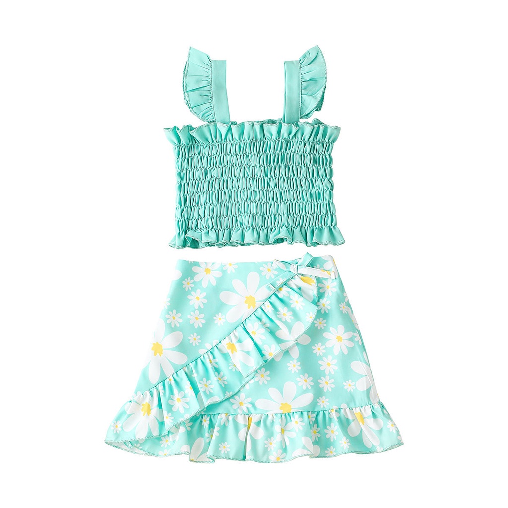 Bộ Đồ Quần Áo Bé Gái Gồm Áo Croptop Hai Dây Và Chân Váy Mùa Hè Thời Trang Cho Bé Trẻ em 1-5 Tuổi