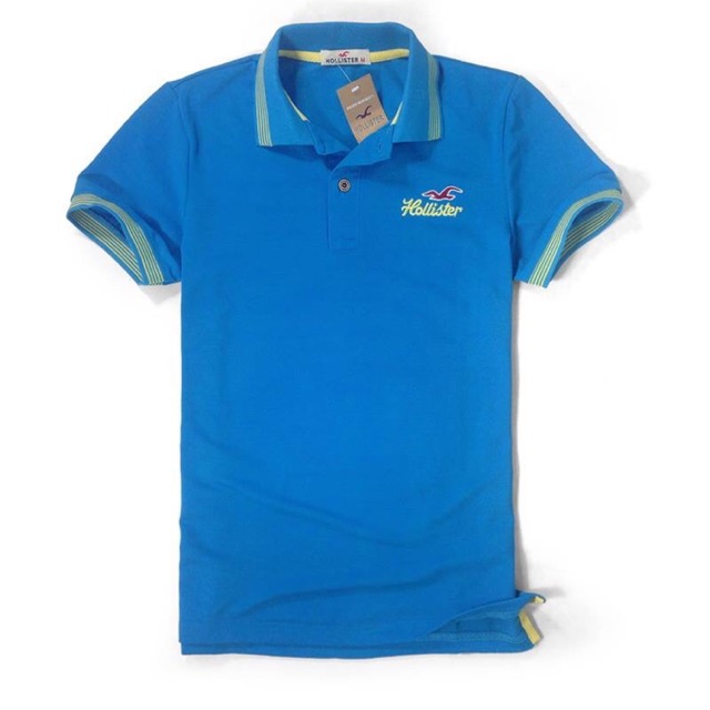 Áo thun cổ bẻ tay ngắn vthêu Hollister cao cấp
