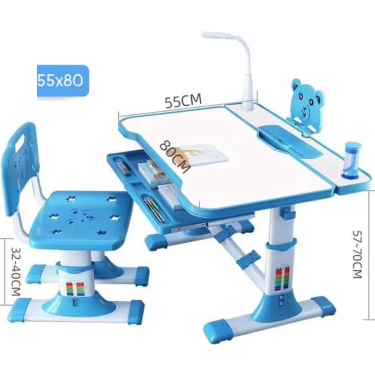 Bàn học sinh chống gù lưng chống cận mini thông minh đa năng cho bé tại nhà , mặt bàn phủ bóng gỗ MDF