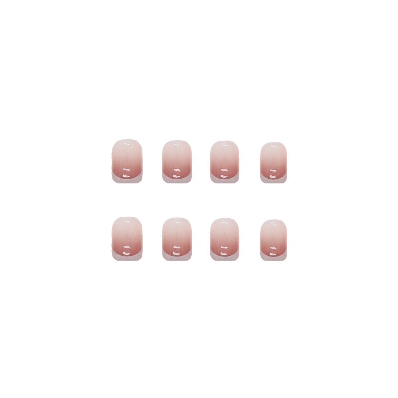 Set 24 Móng Tay Giả Trong Suốt Màu Hồng Gradient Phong Cách Pháp