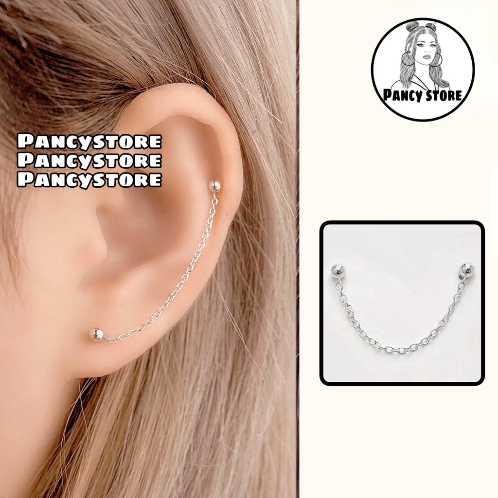 bông tai nam nữ khuyên tai đeo vành dây xích Unisex
