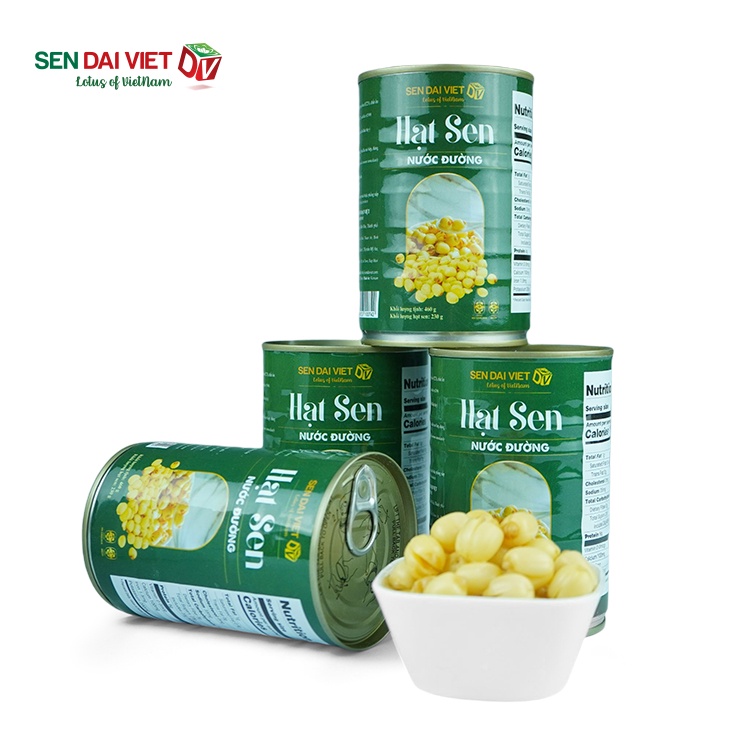 [Thùng 12 Lon]Hạt Sen Nước Đường-Thơm Ngon,Dễ Dàng Sử Dụng-Sen Đại Việt-Lon 460g