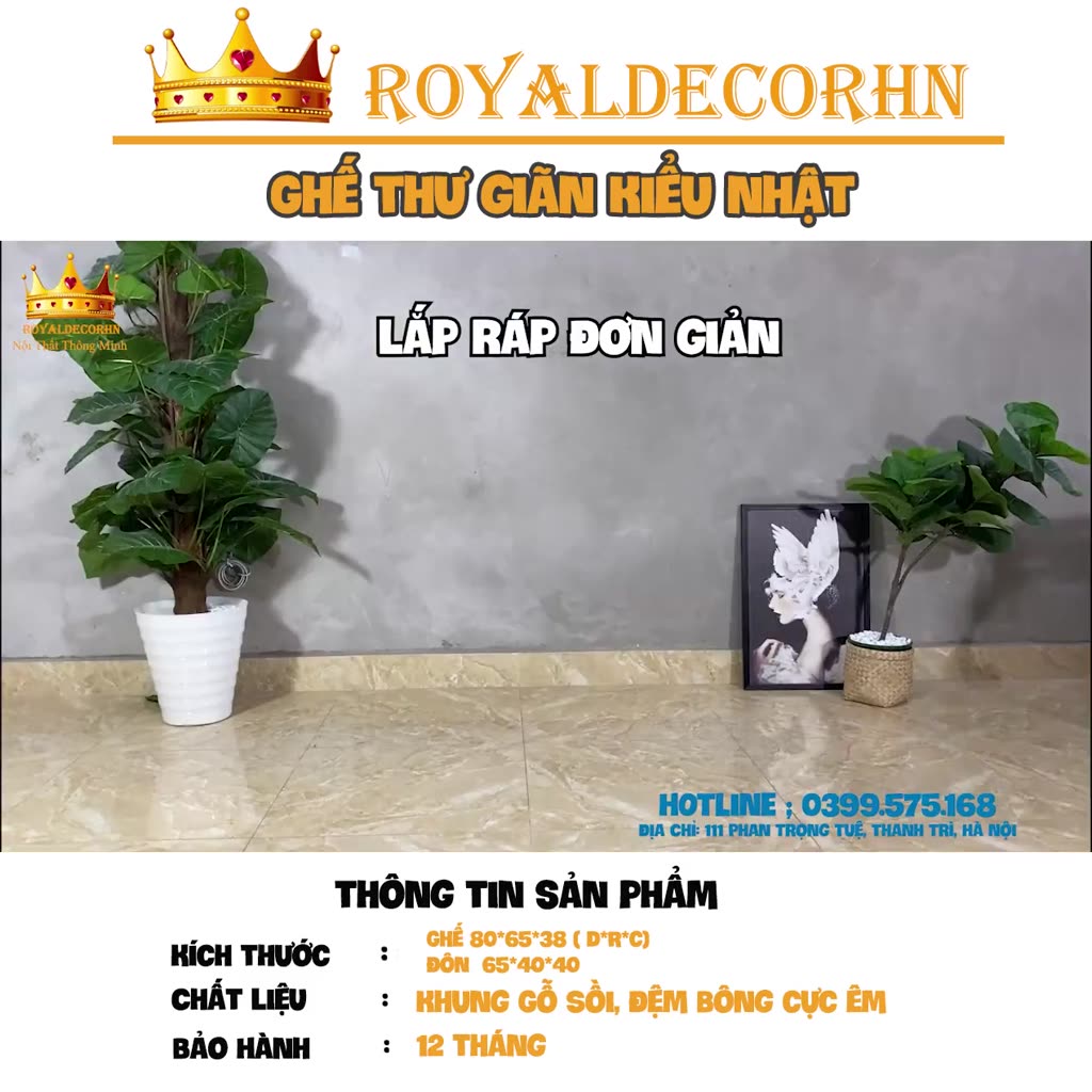 Ghế Thư Giãn Kiểu Nhật, Lười Tựa Lưng Đọc Sách ROYALDECORHN Ngả 180 độ Kèm Đôn - Nội Thất Phòng Khách | BigBuy360 - bigbuy360.vn