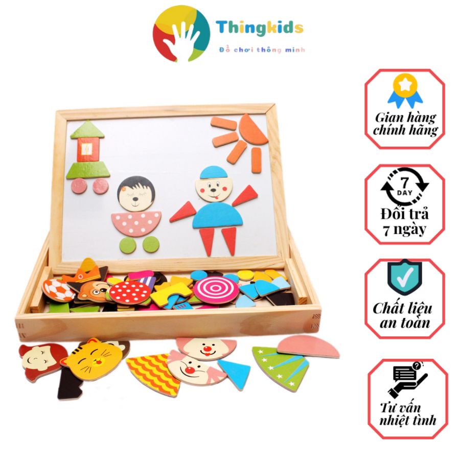 Bộ ghép nam châm hình thú cho bé - Tặng kèm 01 bàn chải đánh răng cao cấp cho bé - Thingkids