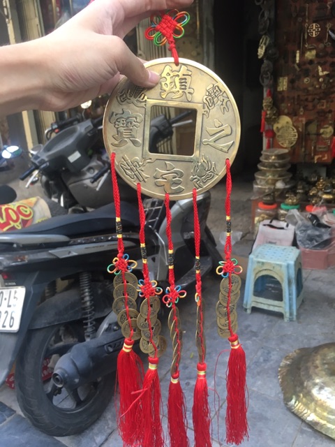 Đồng Xu Trấn Trạch / Chiêu Tài Cỡ Đại bằng đồng xâu dây tiền ngũ đế phong thủy tài lộc