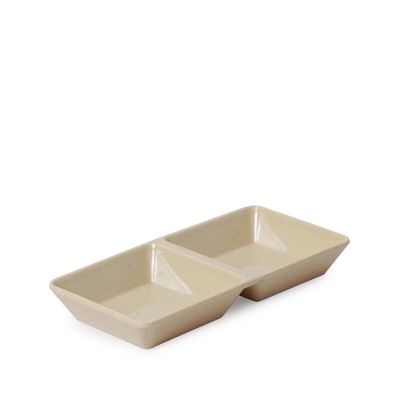 Chén đựng nước chấm, gia vị 2 ngăn nhựa Melamine màu Nâu