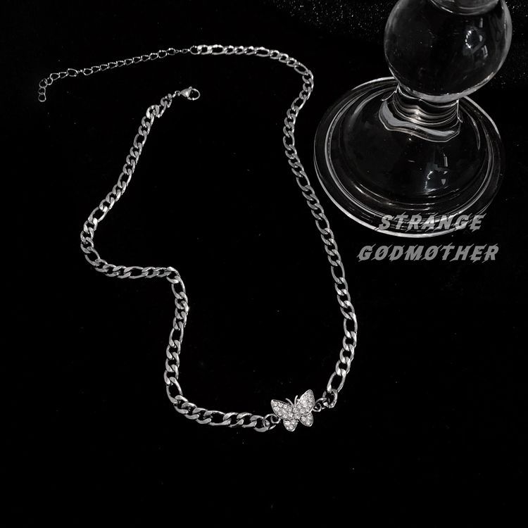 Vòng choker sợi xích phối mặt hình bướm đính đá lấp lánh thời trang | WebRaoVat - webraovat.net.vn