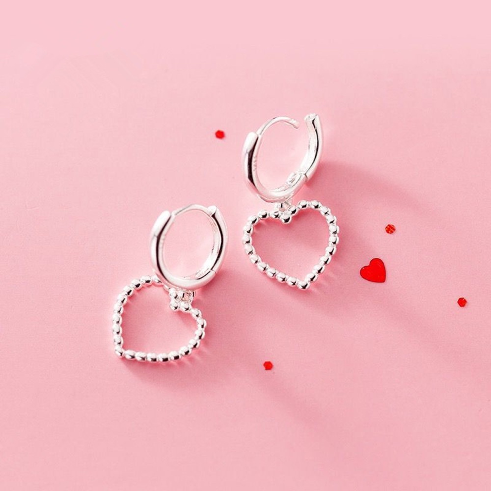 Khuyên Tai Bạc 925 Hình Trái Tim Rỗng Thời Trang Hàn Quốc Cho Nữ