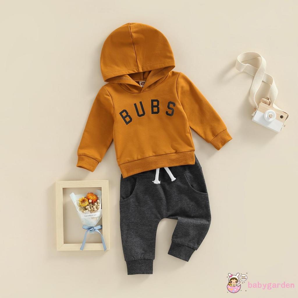 Set Đồ 2 Món Gồm Áo Hoodie Tay Dài In Chữ + Quần Dài Dây Rút Có Túi Bên Hông Cho Bé Trai 3 Tháng Tuổi
