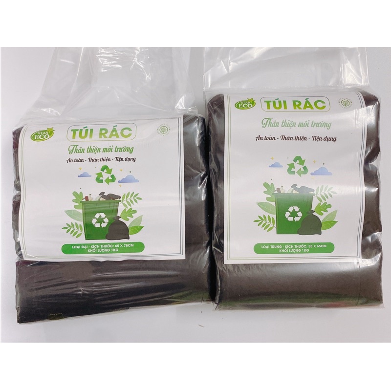 TÚI RÁC TỰ HUỶ STAR ECO 1KG (3 CUỘN)/ TÚI RÁC ĐEN TỰ HUỶ SINH HỌC