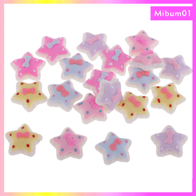 20 Pieces Lots Mixed DIY Flatbacks Resin Flat Back Kawaii Five-pointed Stars Cabochon Buttons Scrapbooking Slime