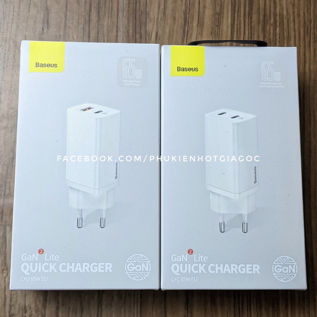 Củ sạc Baseus 60W/ 65W GaN 2 Lite USB QC 4.0 3.0 AFC SCP USB PD Cho Iphone 11 Pro max, iPad Pro, MacBook Pro, Laptop