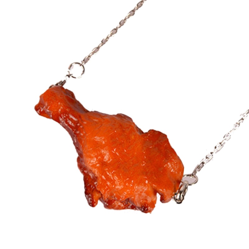 Flgo Vòng cổ Unisex Mặt Hình Gà Rán 3D Vui Nhộn Làm Quà Tặng Sinh Nhật