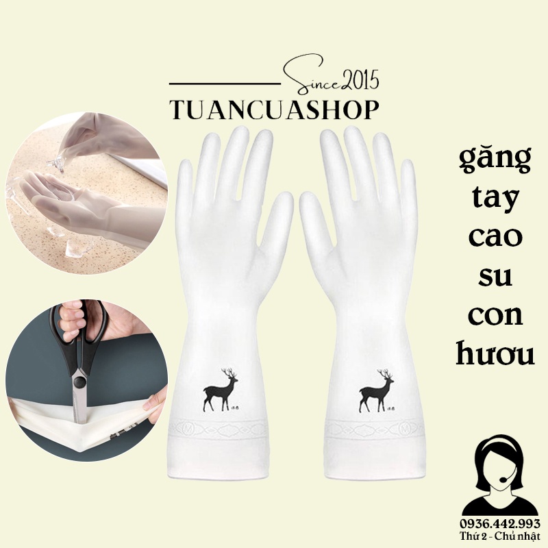 Găng tay cao su siêu dai hình hươu - Găng cao su rửa chén bát, giặt đồ, làm vườn, dọn dẹp nhà cửa, làm vệ sinh (GTH01)