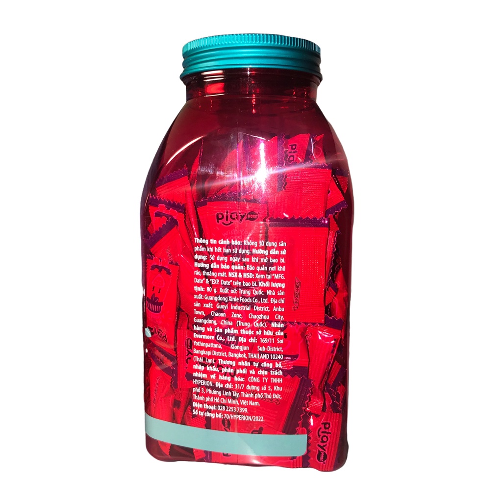 Kẹo Không Đường Hương Dưa Hấu Playmore Hũ 80G