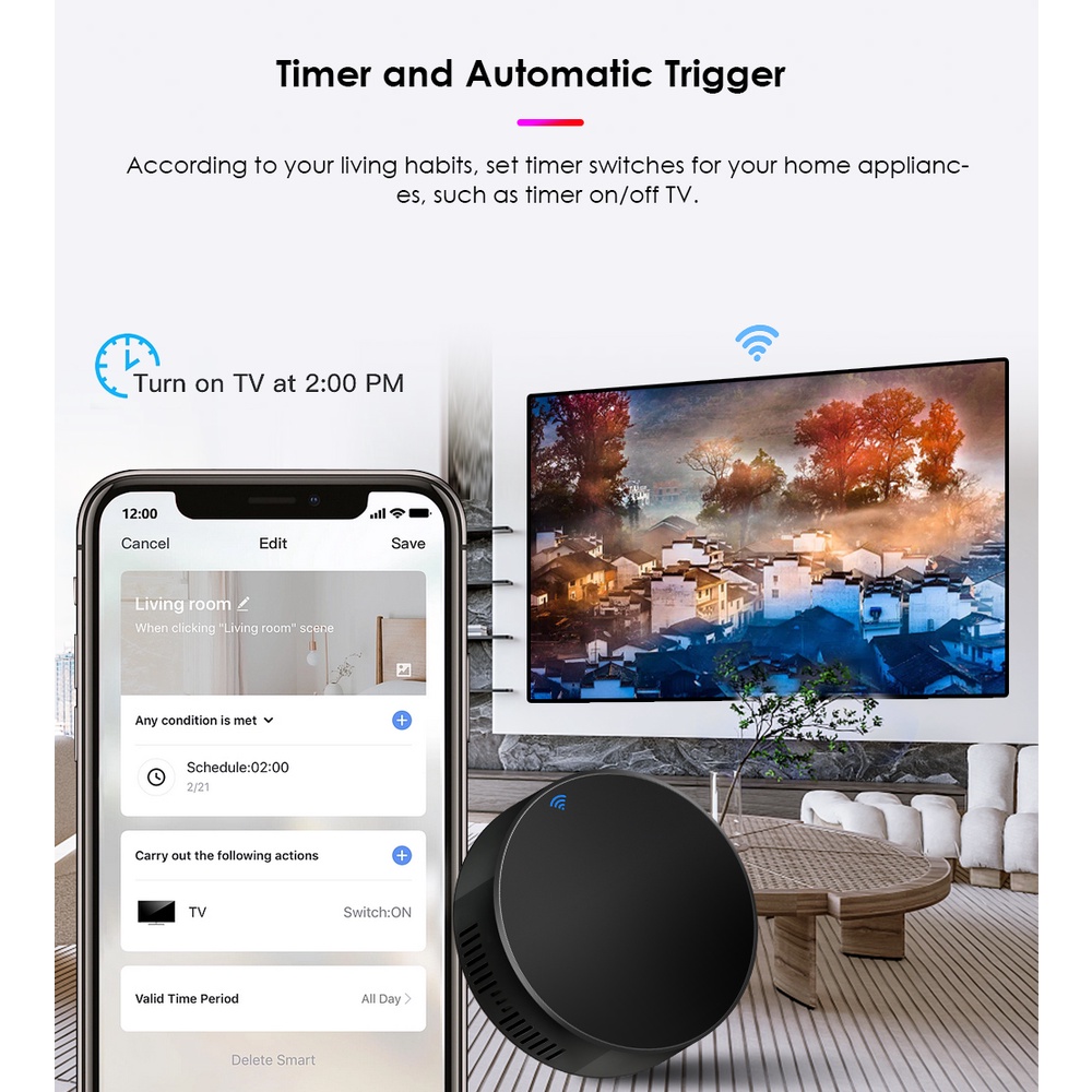 Aubess Aubess Ir Điều khiển từ xa Wifi thông minh Đa năng hồng ngoại Tuya cho Điều khiển nhà thông minh Cho Tv Dvd Aud Ac Hoạt động với Amz Alexa Google Home