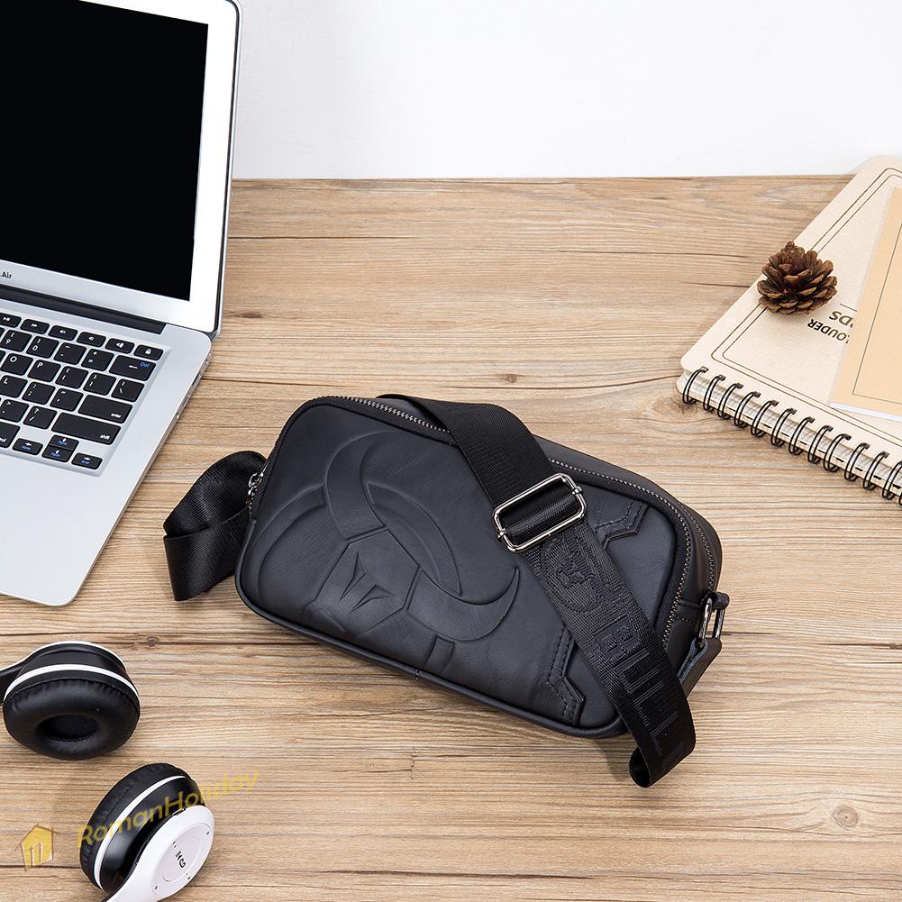 Túi đeo chéo da bò màu trơn phong cách cổ điển cho nam | BigBuy360 - bigbuy360.vn