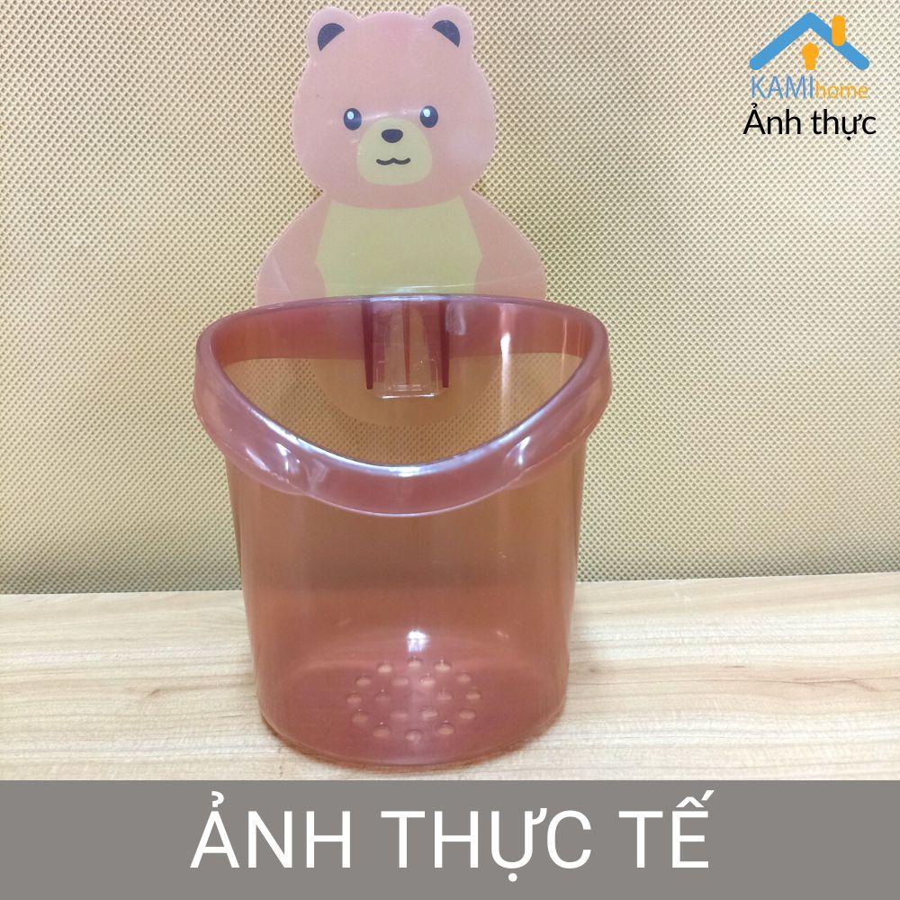 Cốc đựng bàn chải kem đánh răng gắn tường có lỗ thoát nước hình gấu KM 70059