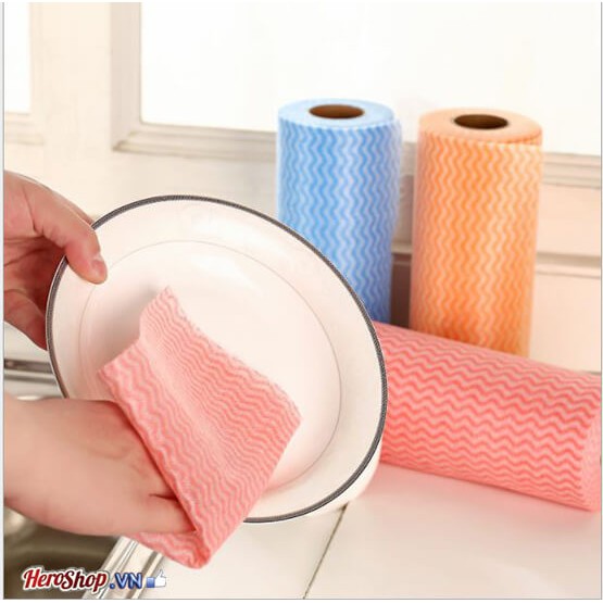 Cuộn khăn lau chùi thông minh chất liệu cotton - màu ngẫu nhiên, có thể giặt lại sử dụng