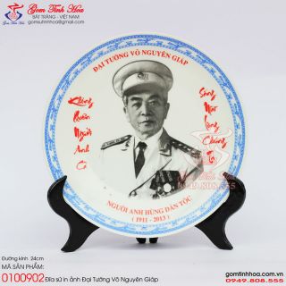 Tranh đĩa phi 24cm in ảnh chân dung Đại tướng Võ Nguyên Giáp