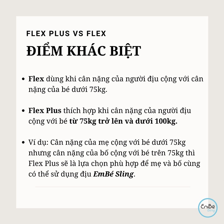 [Voucher Giảm 50k + Quà Tặng] Địu Vải Thoáng Khí Cho Bé Từ 0-24 Tháng EmBé Sling Dòng Flex và Flex Plus