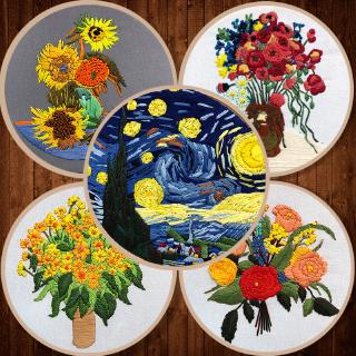 Original 3d embroidery beginner novice hand creative embroidery diy Van Gogh landscape Su embroidery material package with embroidery stretch