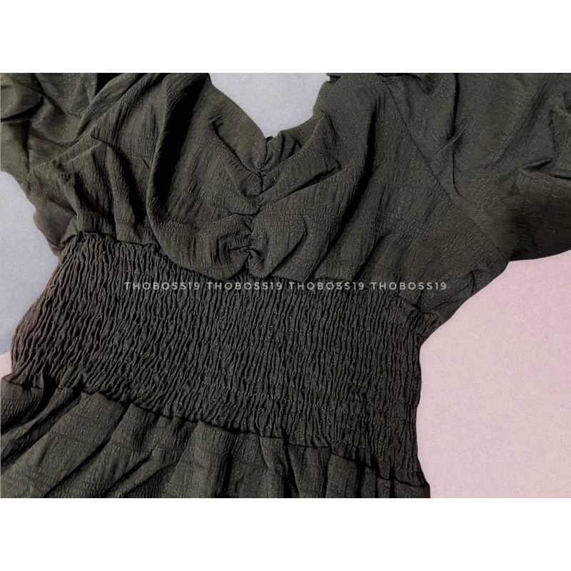 D118 - Đầm Bigsize Đen Nhún Eo Tay Ngắn