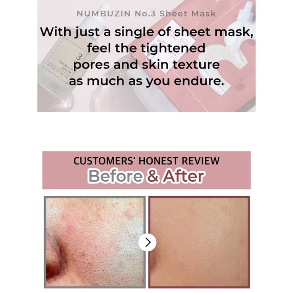 Mặt nạ se lỗ chân lông NUMBUZIN NO3 TINGLE PORE SOFTENING MASK SHEET