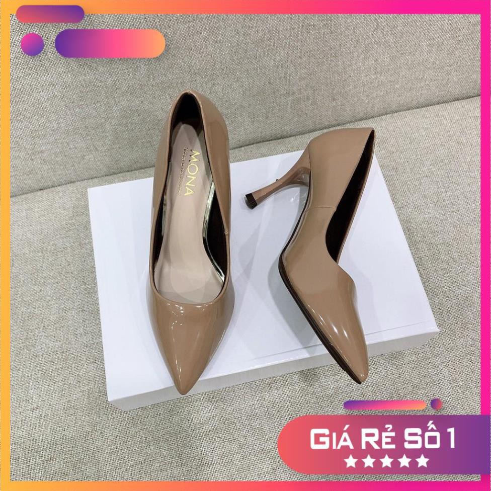 Hot Xả Tết - [ẢNH THẬT] GIÀY NỮ CAO 8CM DA BÓNG MONA - D742 - ; ⚚ |