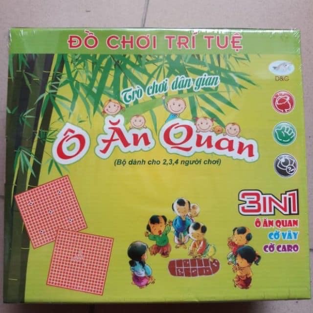 BỘ ĐỒ CHƠI DÂN GIAN Ô ĂN QUAN, CỜ VÂY, CỜ CARO 3 TRONG 1 CHO BÉ RÈN LUYỆN KỸ NĂNG