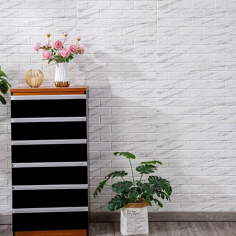 Miếng Dán Tường giả gạch 3D loại khổ cách âm/ cách nhiệt và chống ẩm tiện dụng giấy dán tường phòng ngủ