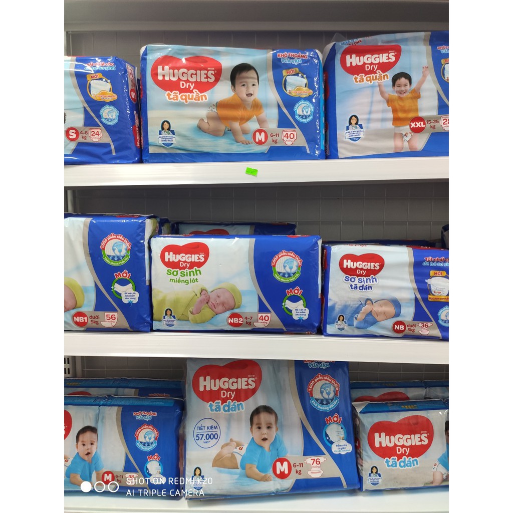 (Cộng 8 miếng) Bỉm/tã quần dán Huggies chính hãng đủ size NB56/S24/M78/L68/XL62/XXL56