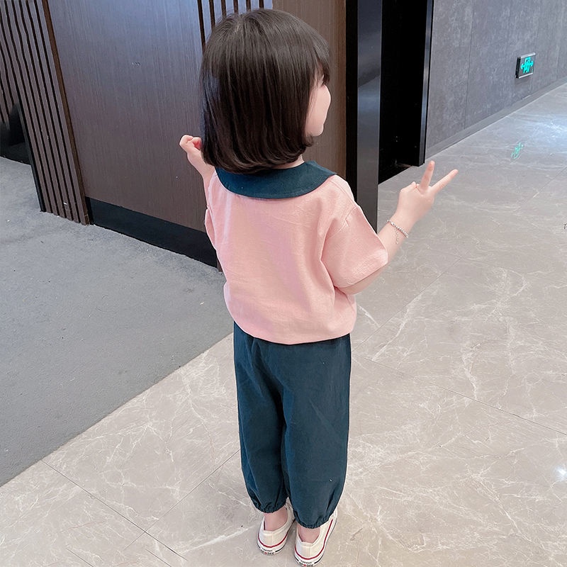 Bộ Đồ Thể Thao Hai Món Áo + Quần Vải bông Thời Trang Cho Bé Gái 0-9 Tuổi