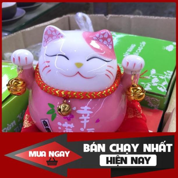 [SP BÁN CHẠY] Mèo thần tài may mắn Maneki Neko kèm đệm cao 10cm (6 màu)