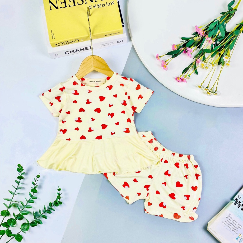 Bộ cộc tay ngắn tay áo vạc xòe thun lạnh cho bé gái hàng Minky Mom. Bé 9-32kg . MMBGCT19 Shop-Mẹ-Rùa